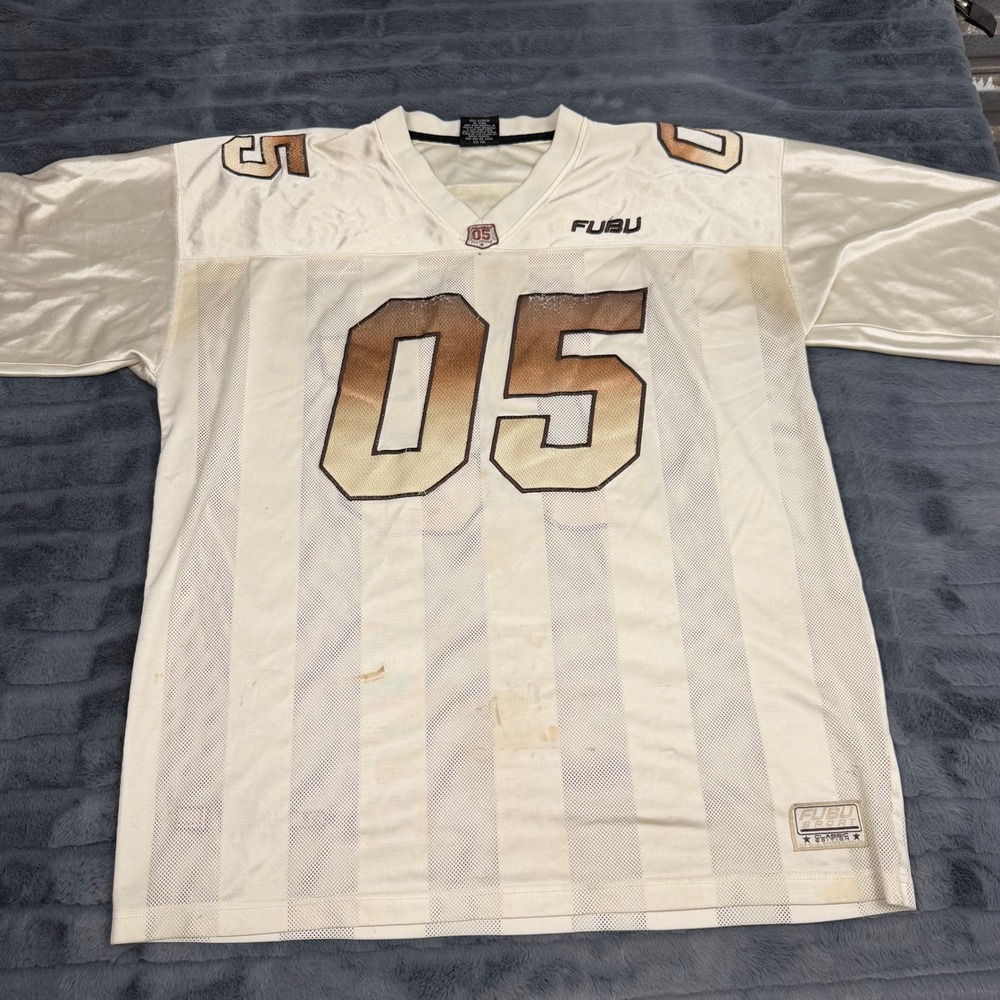 Vintage FUBU Sport Football Jersey XXL White Cream 05 All Stars Mesh Streetwear